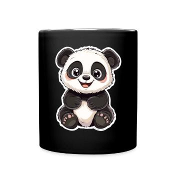 Cute Panda Bear – Gift for Kids - Full Colour Mug - black - Front