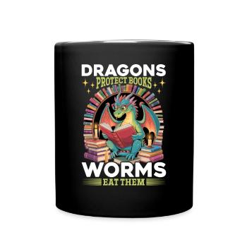 Fantasy Book reading Mythical Creatures - Tasse einfarbig - Schwarz - Vorne