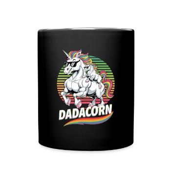 Dadacorn Lustiges Einhorn Motiv für Väter - Tasse einfarbig - Schwarz - Vorne