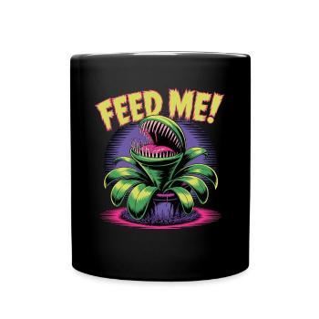 Feed Me! Carnivorous Plant Illustration - Full Colour Mug - black - Front