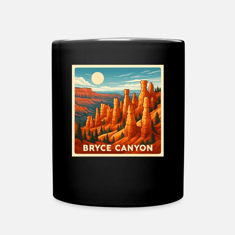 Bryce Canyon Retro Landschaft Wandern Natur Park - Tasse einfarbig - Schwarz