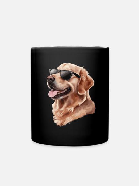Cooler Golden Retriever Mit Sonnenbrille - Tasse einfarbig - Schwarz