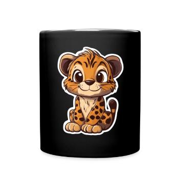 Tigre mignon - Idée cadeau amusante pour les enfants - Mug uni - noir - Devant