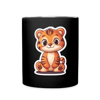 Tigre mignon - Idée cadeau amusante pour les enfants - Mug uni - noir - Devant