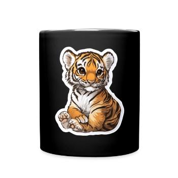 Tigre mignon - Idée cadeau amusante pour les enfants - Mug uni - noir - Devant