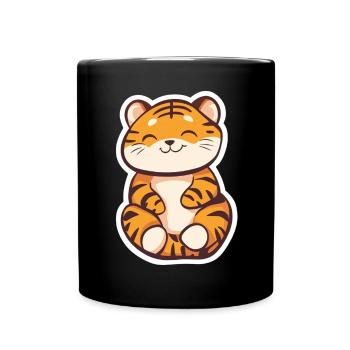Tigre mignon - Idée cadeau amusante pour les enfants - Mug uni - noir - Devant