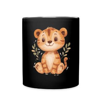 Tigre mignon - Idée cadeau amusante pour les enfants - Mug uni - noir - Devant