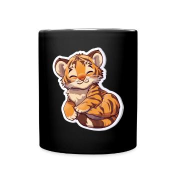 Tigre mignon - Idée cadeau amusante pour les enfants - Mug uni - noir - Devant