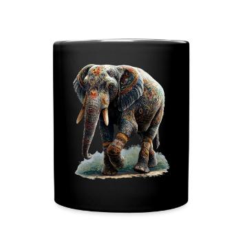 Elephant Proboscis Africa Safari Wilderness Elephant - Full Colour Mug - black - Front