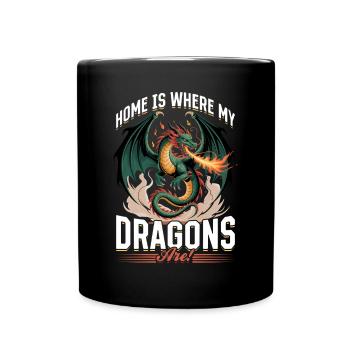 Fantasy Dragon Mythical Creatures - Full Colour Mug - black - Front