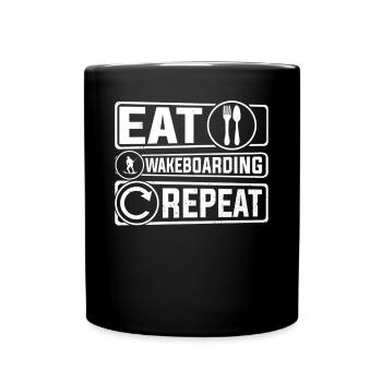 Eat Wakeboarding Repeat - Funny Wakeboarding - Tasse einfarbig - Schwarz - Vorne
