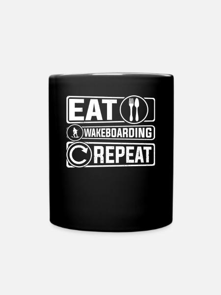 Eat Wakeboarding Repeat - Funny Wakeboarding - Tasse einfarbig - Schwarz