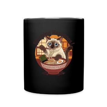 Siamkatze Mit Ramen Schüssel Slurping Hapatnes - Tasse einfarbig - Schwarz - Vorne