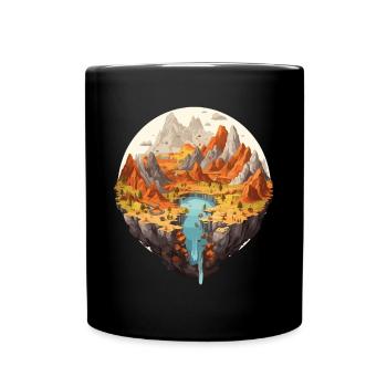 Paysage fascinant avec cascade et montagnes - Mug uni - noir - Devant