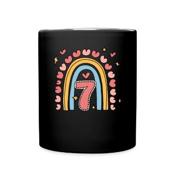 Coeur mignon de 7e anniversaire et design arc-en-ciel - Mug uni - noir - Devant