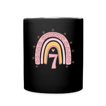 Coeur mignon de 7e anniversaire et design arc-en-ciel - Mug uni - noir - Devant