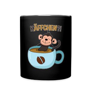 Kaffeepause mit Affe - Tasse einfarbig - Schwarz - Vorne