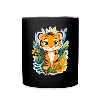 Tigre mignon - Idée cadeau amusante pour les enfants - Mug uni - noir - Devant
