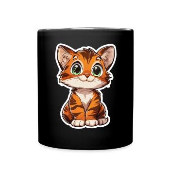 Tigre mignon - Idée cadeau amusante pour les enfants - Mug uni - noir - Devant