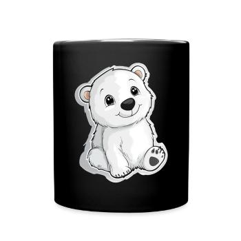 Polar Bear Illustration – Arctic Animal Motif - Full Colour Mug - black - Front