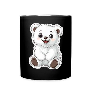 Polar Bear Illustration – Arctic Animal Motif - Full Colour Mug - black - Front
