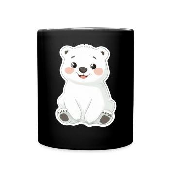 Polar Bear Illustration – Arctic Animal Motif - Full Colour Mug - black - Front