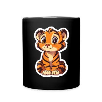 Süsser Tiger – Lustige Geschenkidee für Kinder - Tasse einfarbig - Schwarz - Vorne