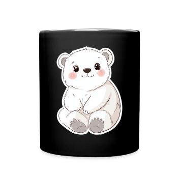 Polar Bear Illustration – Arctic Animal Motif - Full Colour Mug - black - Front
