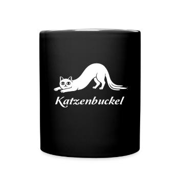 Katzenbuckel Lustige Katze Illustration Humorvoll - Tasse einfarbig - Schwarz - Vorne