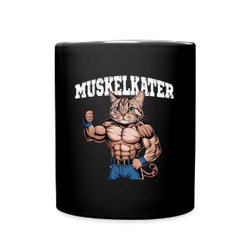 Sore Cat Funny Muscleman Fitness Humor - Full Colour Mug - black - Front