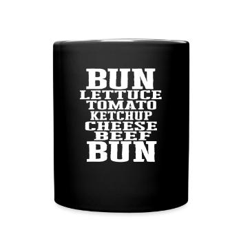 Delicious burgers with meat, tomato, cheese, ketchup - Full Colour Mug - black - Front
