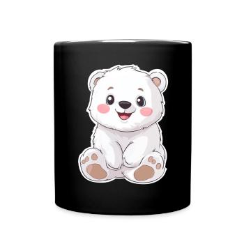 Polar Bear Illustration – Arctic Animal Motif - Full Colour Mug - black - Front