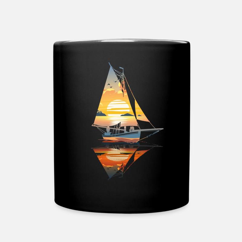 Voilier Sunset : la liberté au bord de la mer - Mug uni - noir