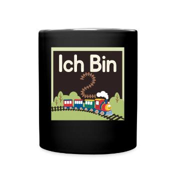 Ich bin 2 Zug Eisenbahn 2. Geburtstag - Tasse einfarbig - Schwarz - Vorne