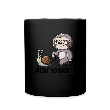 Nicht So Ziehen Faultier Mit Schnecke Humor - Tasse einfarbig - Schwarz - Vorne