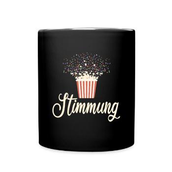 Stimmung: Popcorn und Konfetti Party - Tasse einfarbig - Schwarz - Vorne