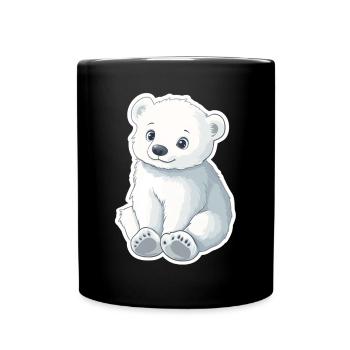 Polar Bear Illustration – Arctic Animal Motif - Full Colour Mug - black - Front