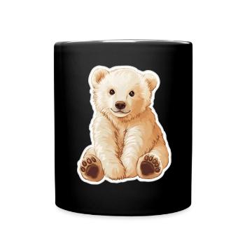 Polar Bear Illustration – Arctic Animal Motif - Full Colour Mug - black - Front
