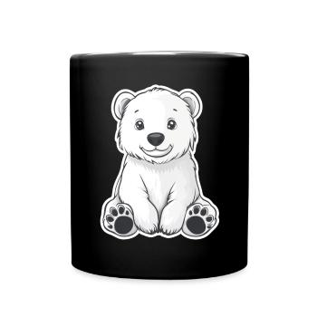 Polar Bear Illustration – Arctic Animal Motif - Full Colour Mug - black - Front