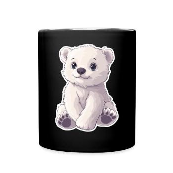 Polar Bear Illustration – Arctic Animal Motif - Full Colour Mug - black - Front