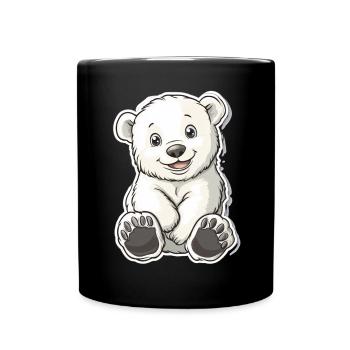 Polar Bear Illustration – Arctic Animal Motif - Full Colour Mug - black - Front