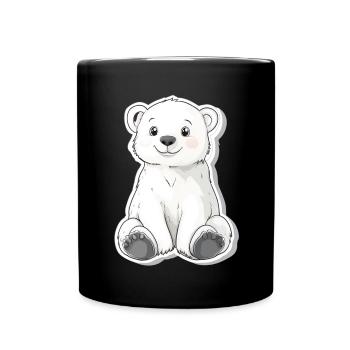 Polar Bear Illustration – Arctic Animal Motif - Full Colour Mug - black - Front