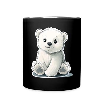 Polar Bear Illustration – Arctic Animal Motif - Full Colour Mug - black - Front