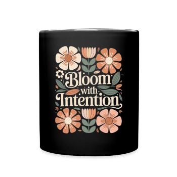 Boho fleurs citation vintage fleurir avec intention - Mug uni - noir - Devant