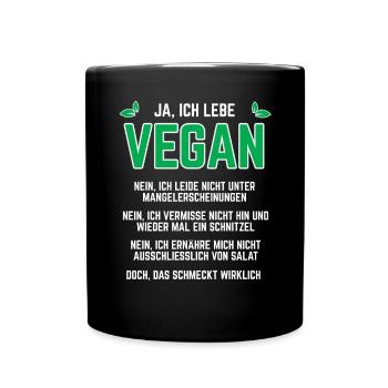 Veganer Spruch - VOrurteile Ich lebe vegan - Tasse einfarbig - Schwarz - Vorne