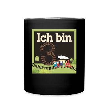 Ich bin 3 Zug Eisenbahn 3. Geburtstag - Tasse einfarbig - Schwarz - Vorne