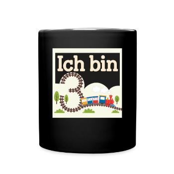 Ich bin 3 Zug Eisenbahn 3. Geburtstag - Tasse einfarbig - Schwarz - Vorne
