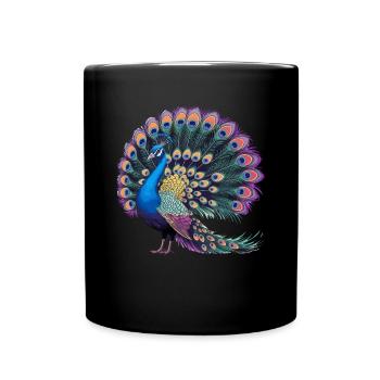 Exotic peacock with magnificent colors - Full Colour Mug - black - Front