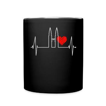 Kuala Lumpur Skyline Heartbeat Malaysia Love KLCC - Full Colour Mug - black - Front