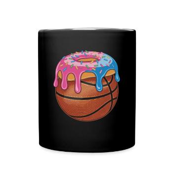 Basketball Donut Mischung Spaß - Tasse einfarbig - Schwarz - Vorne